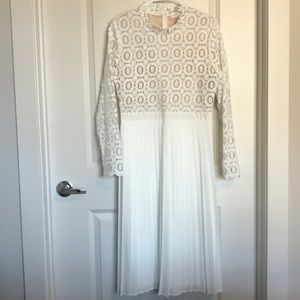 SOLD! White pleated, lace dress